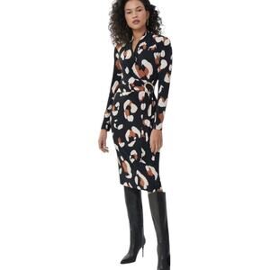 NWT Joseph Ribkoff Faux Wrap Animal Print Jersey Dress Size US 8 Style: 223036